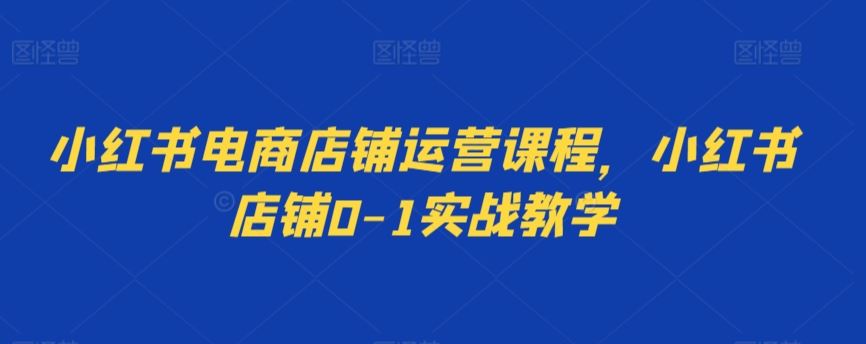 小红书电商店铺运营课程，小红书店铺0-1实战教学-我爱学习网