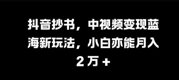 抖音抄书，中视频变现蓝海新玩法，小白亦能月入 过W【揭秘】-我爱学习网