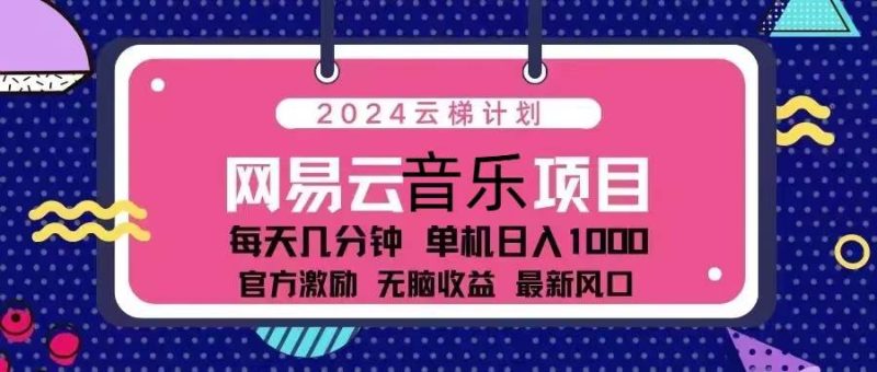 （13263期）2024云梯计划 网易云音乐项目：每天几分钟 单机日入1000 官方激励 无脑…-我爱学习网