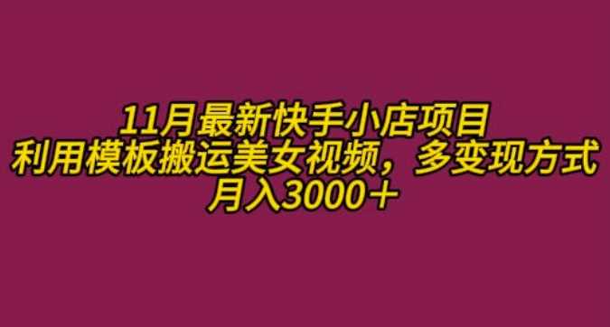 11月K总部落快手小店情趣男粉项目，利用模板搬运美女视频，多变现方式月入3000+-我爱学习网