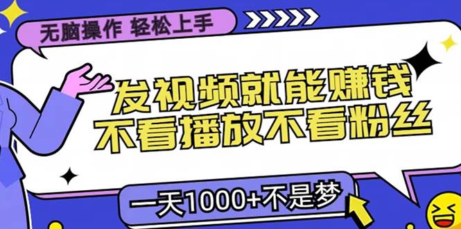 （13283期）无脑操作，只要发视频就能赚钱？不看播放不看粉丝，小白轻松上手，一天…-我爱学习网