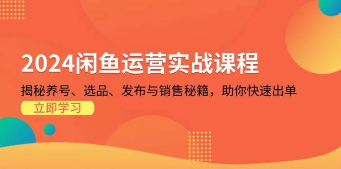 （13290期）2024闲鱼运营实战课程：揭秘养号、选品、发布与销售秘籍，助你快速出单-我爱学习网