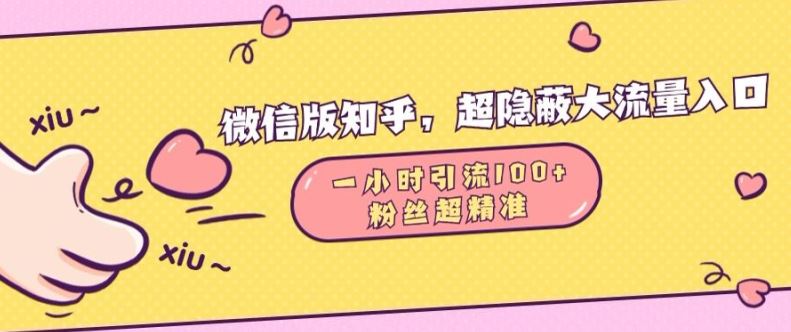 微信版知乎，超隐蔽流量入口1小时引流100人，粉丝质量超高【揭秘】-我爱学习网