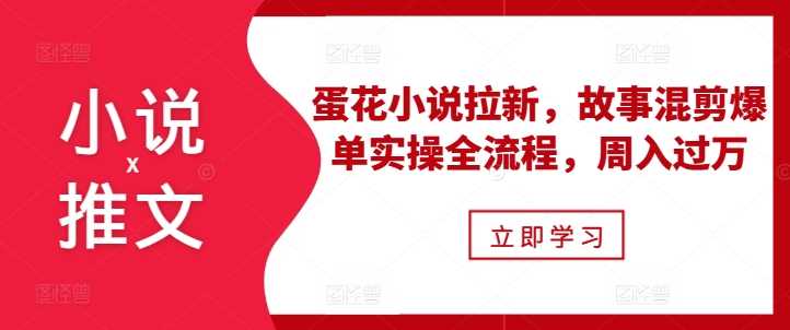 小说推文之蛋花小说拉新，故事混剪爆单实操全流程，周入过万-我爱学习网