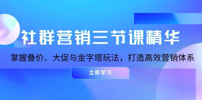 （13431期）社群营销三节课精华：掌握叠价、大促与金字塔玩法，打造高效营销体系-我爱学习网