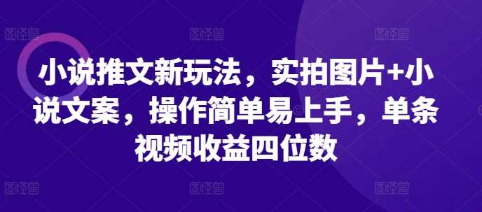 小说推文新玩法，实拍图片+小说文案，操作简单易上手，单条视频收益四位数-我爱学习网