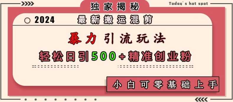 最新搬运混剪暴力引流玩法，轻松日引500+精准创业粉，小白可零基础上手-我爱学习网