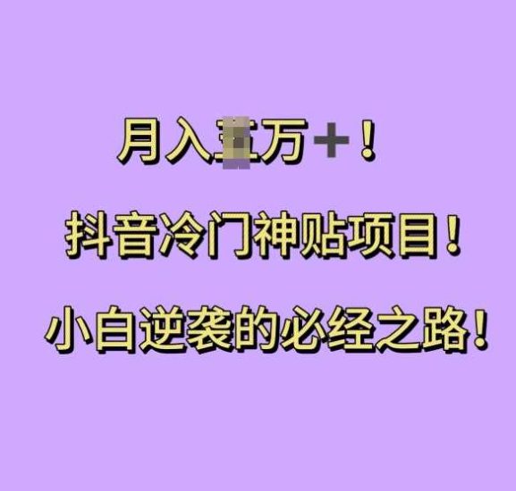 抖音冷门神贴项目，小白逆袭的必经之路，月入过W【揭秘】-我爱学习网