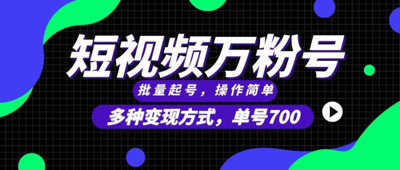 短视频快速涨粉，批量起号，单号700，多种变现途径，可无限扩大来做。-我爱学习网