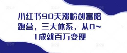 小红书90天涨粉创富陪跑营，​三大体系，从0~1成就百万变现，做小红书的最后一站-我爱学习网