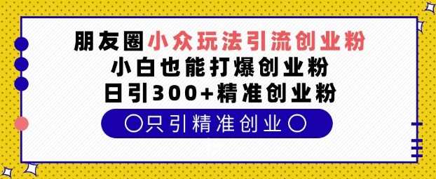 朋友圈小众玩法引流创业粉，小白也能打爆创业粉，日引300+精准创业粉【揭秘】-我爱学习网