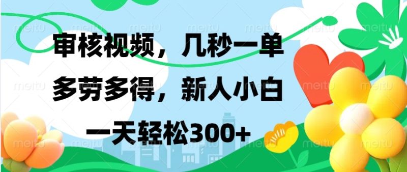 审核视频，几秒一单，多劳多得，新人小白一天轻松300+-我爱学习网