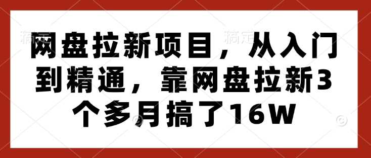 网盘拉新项目，从入门到精通，靠网盘拉新3个多月搞了16W-我爱学习网