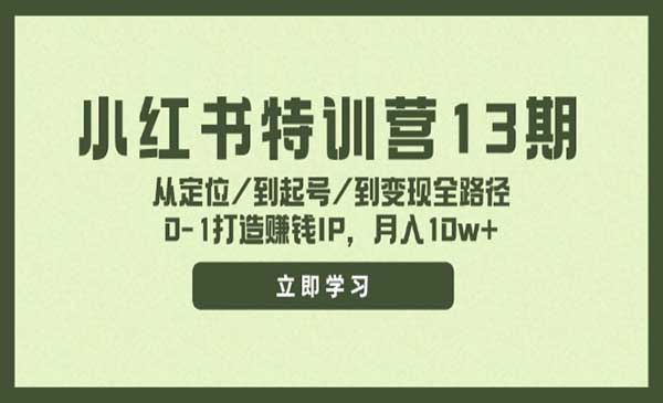 价值3980《小红书特训营13期》从0到1打造赚钱IP，月入10W+-灵牛资源网