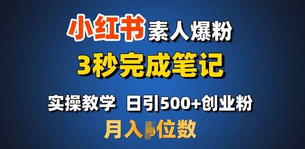 小红书素人爆粉，3秒完成笔记，日引500+月入过W-我爱学习网