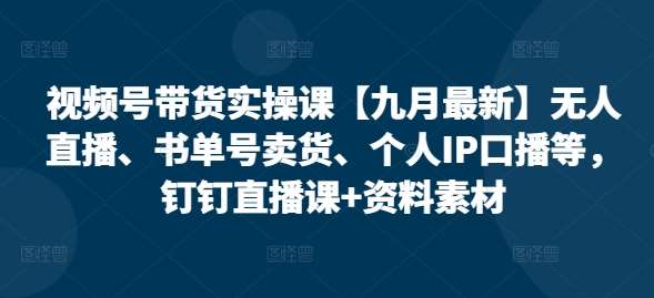 25年3月最新视频号带货实操课，无人直播、书单号卖货、个人IP口播等，钉钉直播课+资料素材-网创资源库