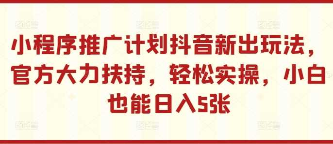 小程序推广计划抖音新出玩法，官方大力扶持，轻松实操，小白也能日入5张【揭秘】-我爱学习网