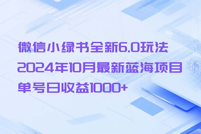 （13052期）微信小绿书全新6.0玩法，2024年10月最新蓝海项目，单号日收益1000+-我爱学习网