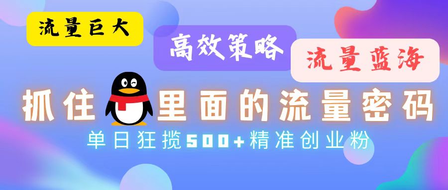 （13068期）流量蓝海，抓住QQ里面的流量密码！高效策略，单日狂揽500+精准创业粉-我爱学习网