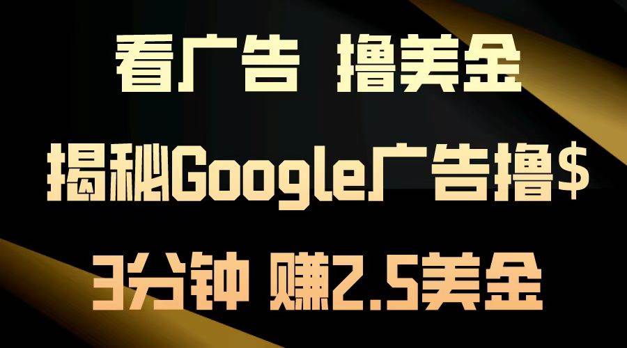 （13114期）看广告，撸美金！3分钟赚2.5美金！日入200美金不是梦！揭秘Google广告…-我爱学习网