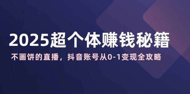 2025超个体赚钱秘籍：不画饼的直播，抖音账号从0-1变现全攻略-灵牛资源网