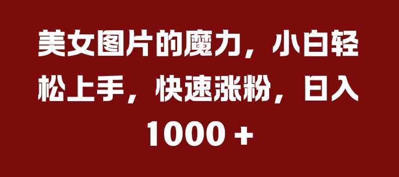 美女图片的魔力，小白轻松上手，快速涨粉，日入几张【揭秘】-我爱学习网