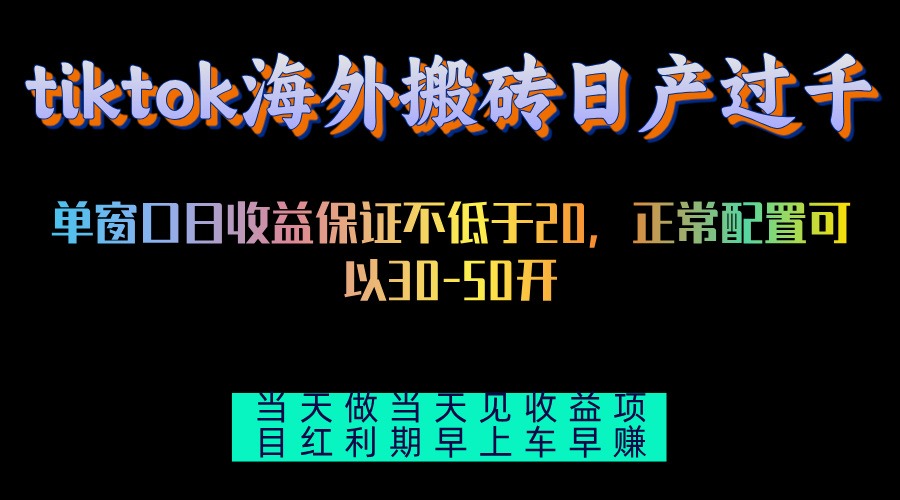 （13079期）tiktok海外搬砖项目单机日产过千当天做当天见收益-我爱学习网